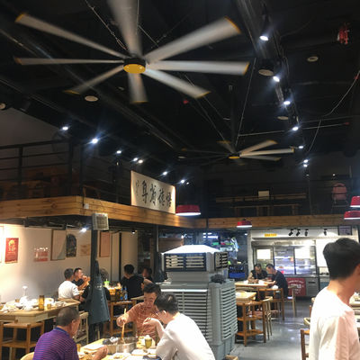 سعر جيد شفرات السبائك المعدنية من الـ Al-Mg 2.4m 8FT PMSM HVLS مروحة لتبريد الهواء في المطاعم ومطاعم الطعام الانترنت