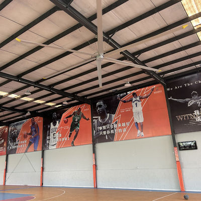 سعر جيد 24FT PMSM محرك بدون فرش HVLS مروحة السقف الصناعية لملاعب كرة السلة المطاعم المزارع الانترنت
